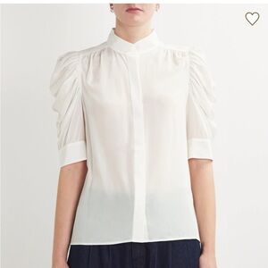 FRAME Gillian Silk Off White Top Large